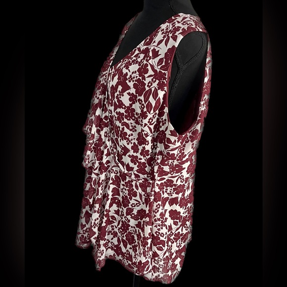 Daisy Fuentes Tank Blouse Mock Wrap Red White 2X 2XL XX - Picture 3 of 14